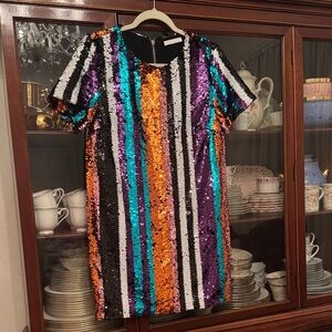 Karlie Sequin Dress with Purple and Blue Accents